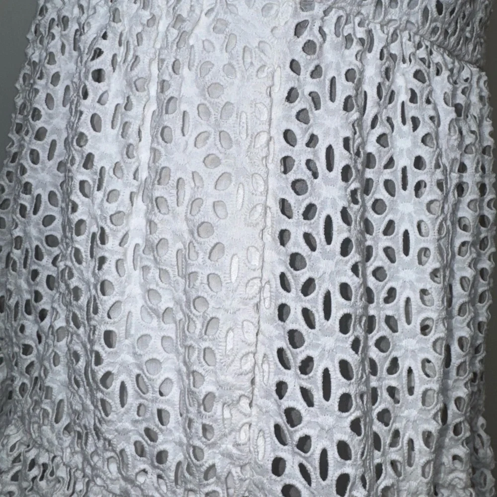Kate Spade White Eyelet Sleeveless Tiered Shirt Dress w/ Pockets